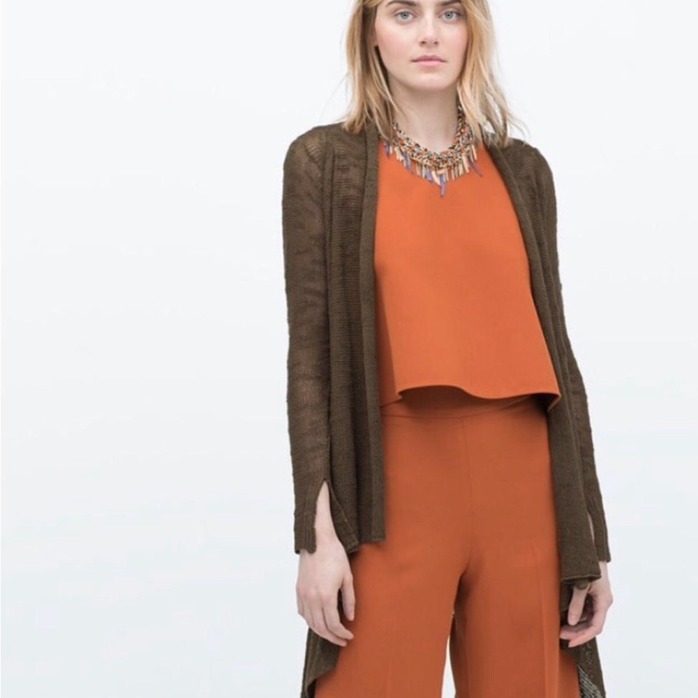 🔵Zara Knit Drapey Open Front Cardigan Size Medium - Picture 1 of 9